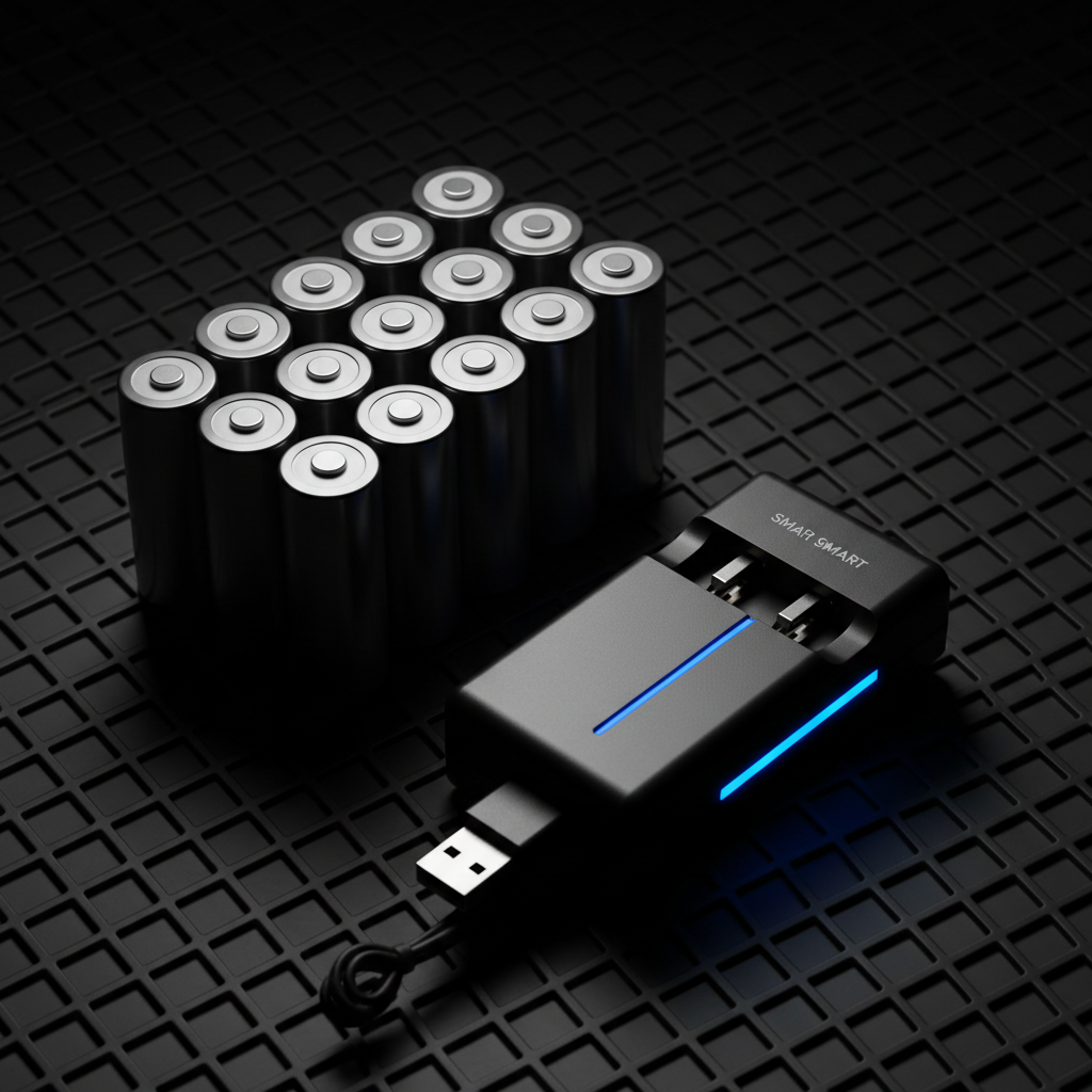 Rechargeable AA Batteries 8-Pack – 2800mAh NiMH, USB Smart Charger, 1200 Cycles